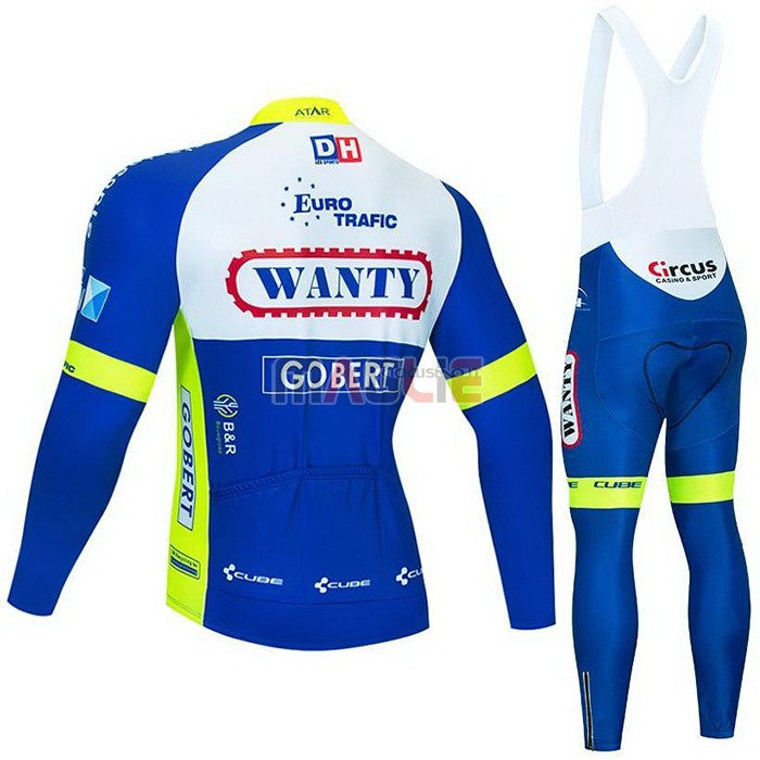 Maglia Wanty-Gobert Cycling Team Manica Lunga 2021 Blu Bianco Giallo